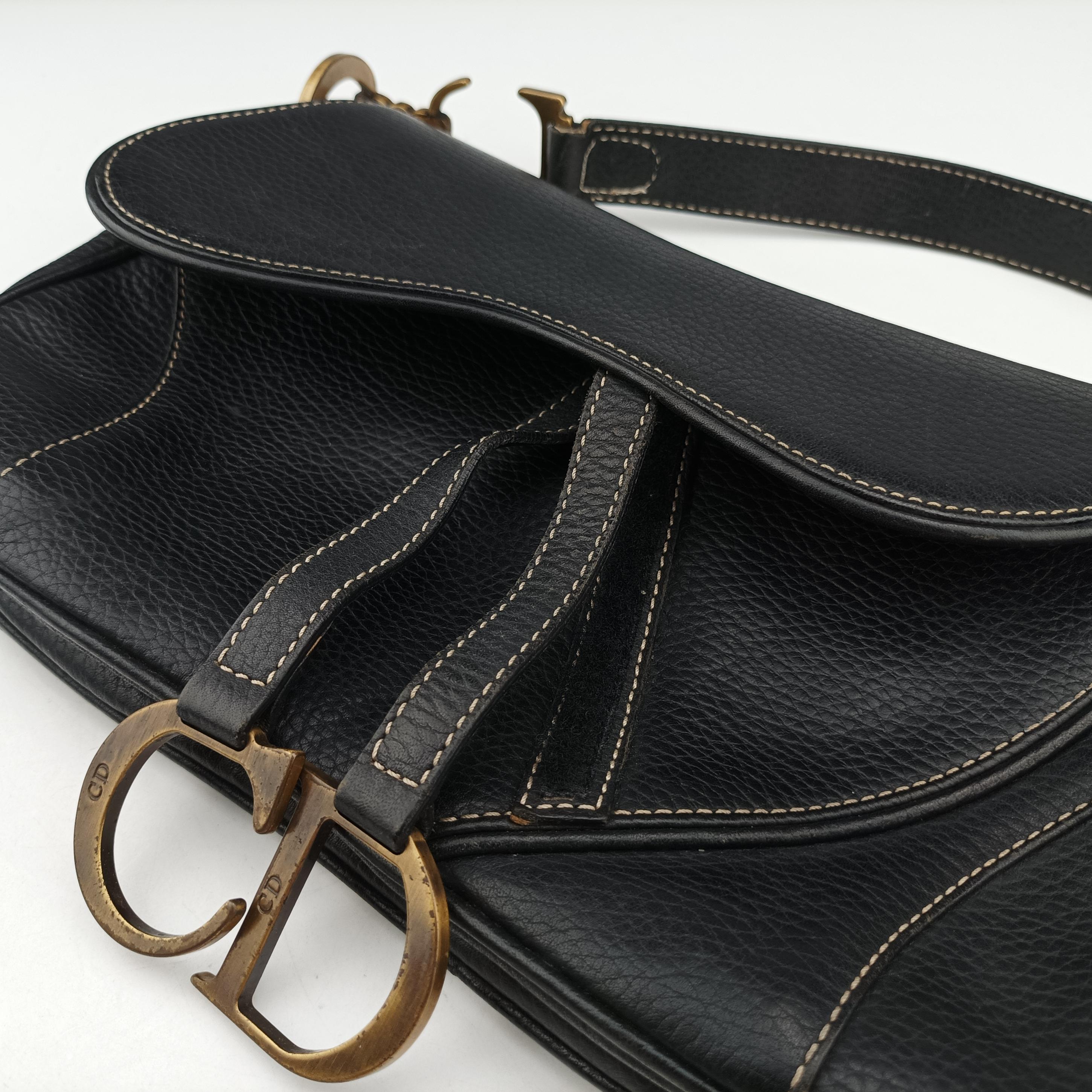 Pre-owned Christian Dior Saddle Black Leather  handbag | stylenewstar