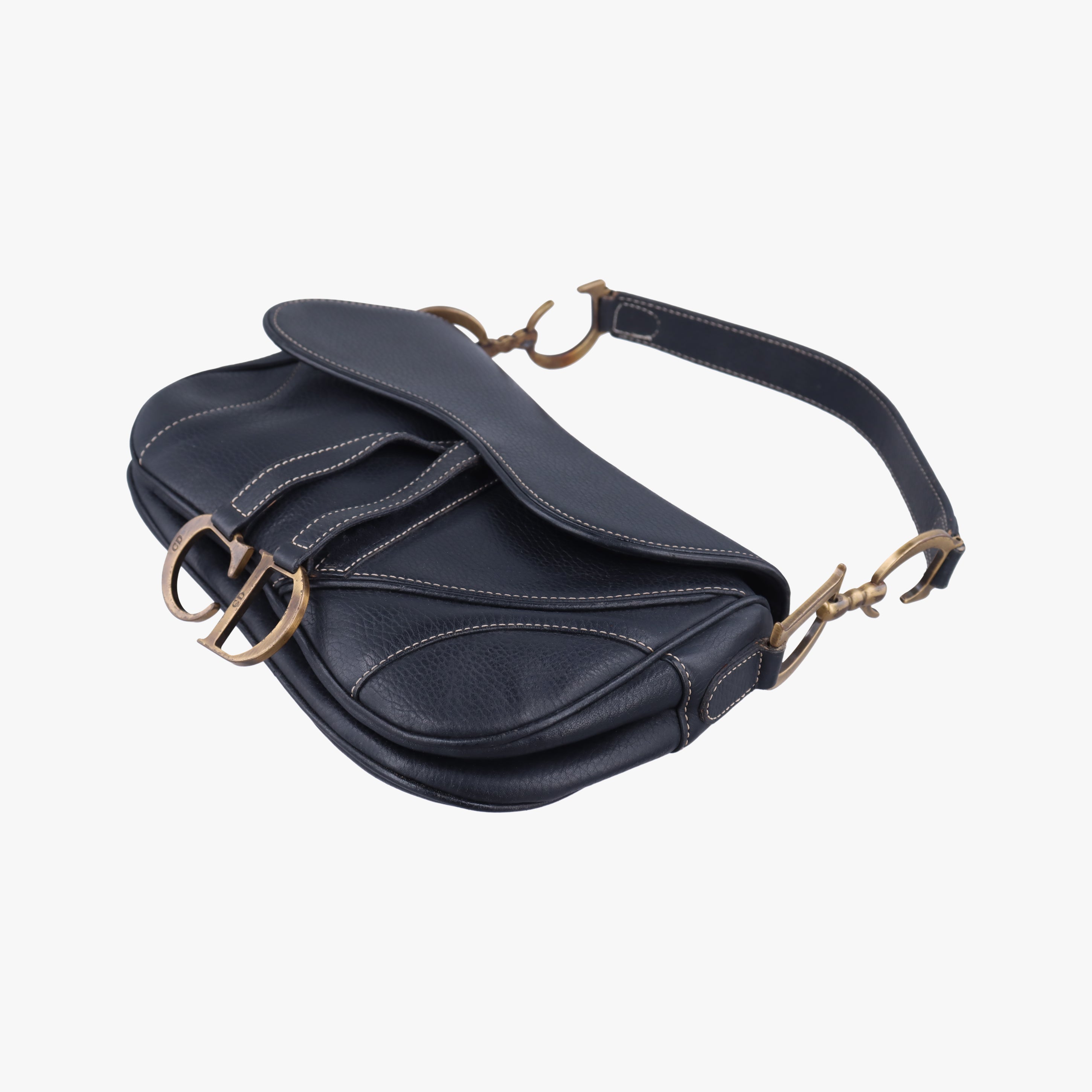 Pre-owned Christian Dior Saddle Black Leather  handbag | stylenewstar