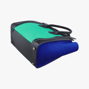 Secondhand Celine Luggage Nano Shopper Blue x Green x Black leather×ponyhair  handbag | stylenewstar