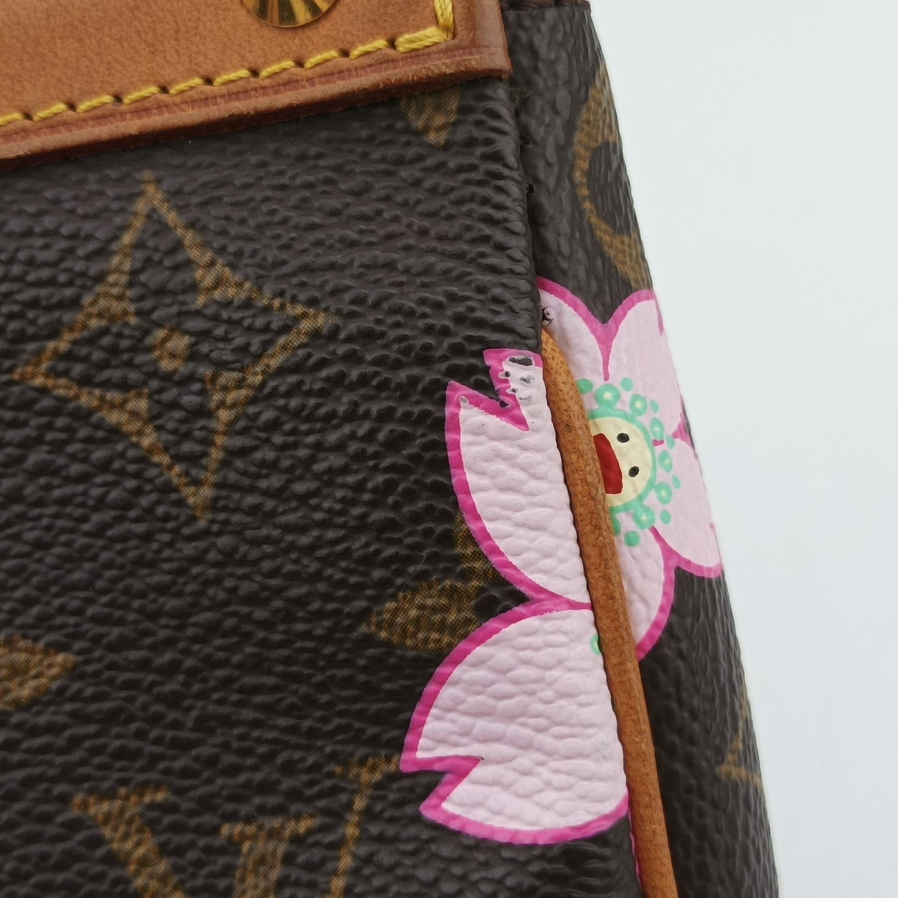 Pre-owned Louis Vuitton Pochette Accessory Pouch brown×Pink Cherry Blossom M92006 handbag | stylenewstar