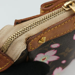 Pre-owned Louis Vuitton Pochette Accessory Pouch brown×Pink Cherry Blossom M92006 handbag | stylenewstar