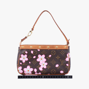 Pre-owned Louis Vuitton Pochette Accessory Pouch brown×Pink Cherry Blossom M92006 handbag | stylenewstar