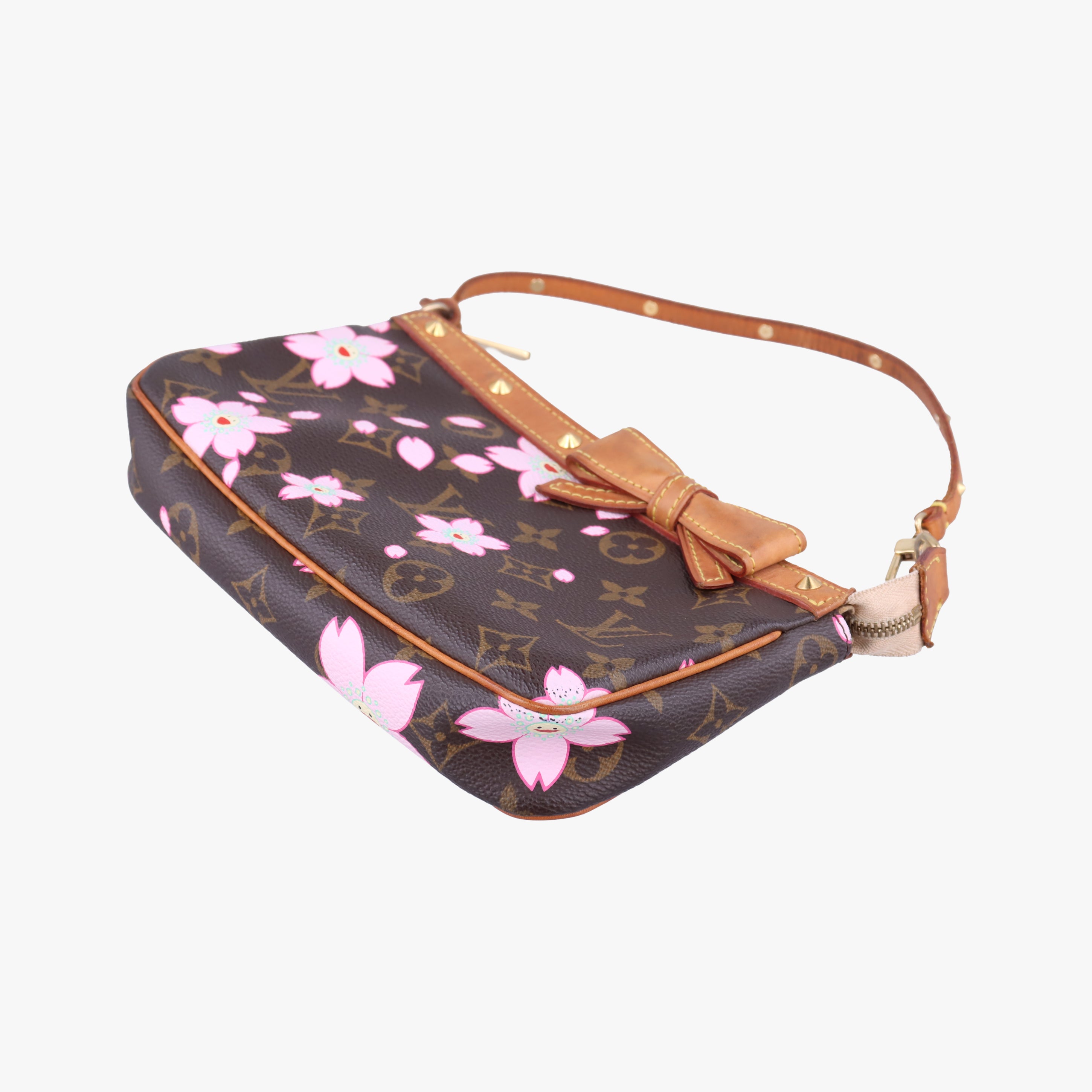 Pre-owned Louis Vuitton Pochette Accessory Pouch brown×Pink Cherry Blossom M92006 handbag | stylenewstar