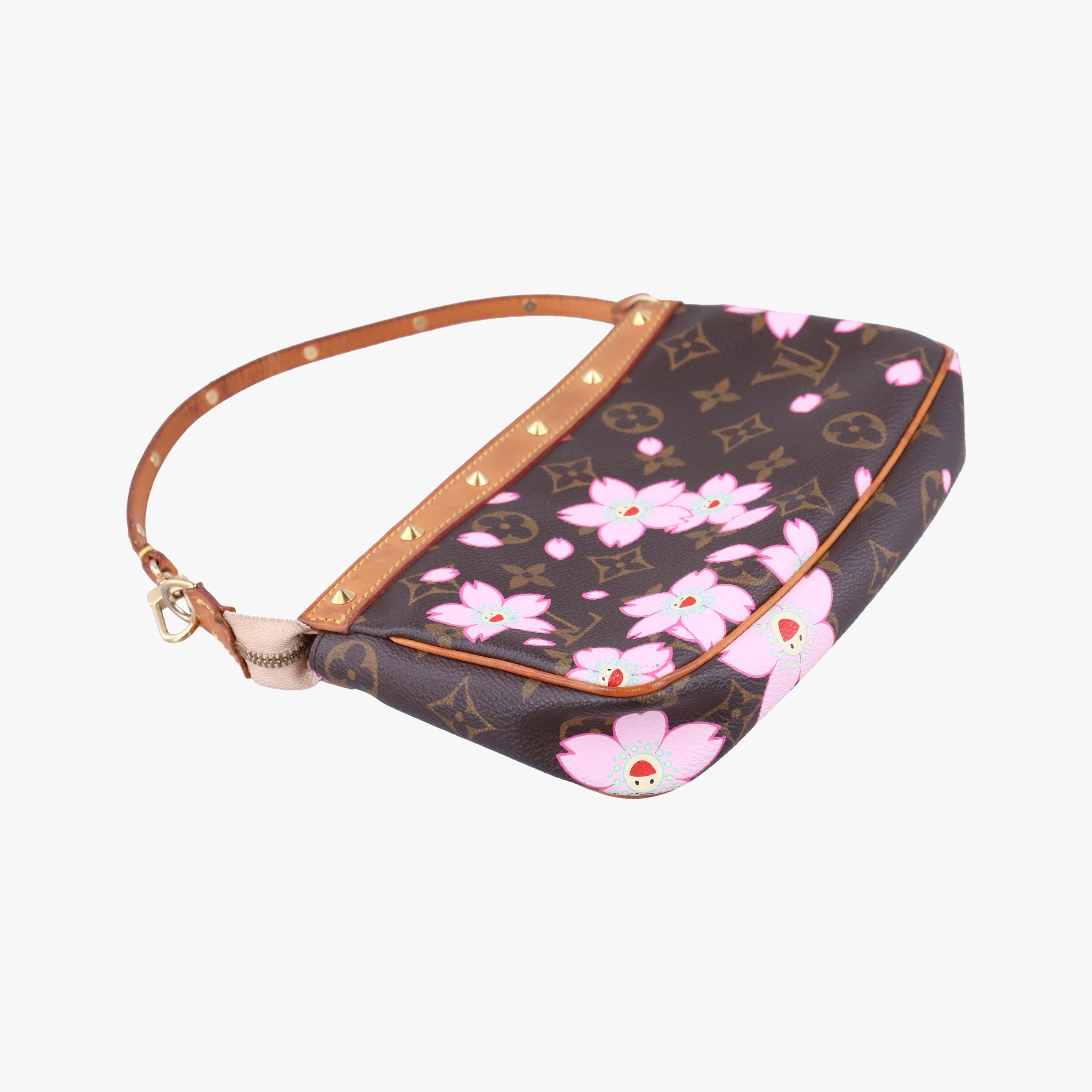 Pre-owned Louis Vuitton Pochette Accessory Pouch brown×Pink Cherry Blossom M92006 handbag | stylenewstar