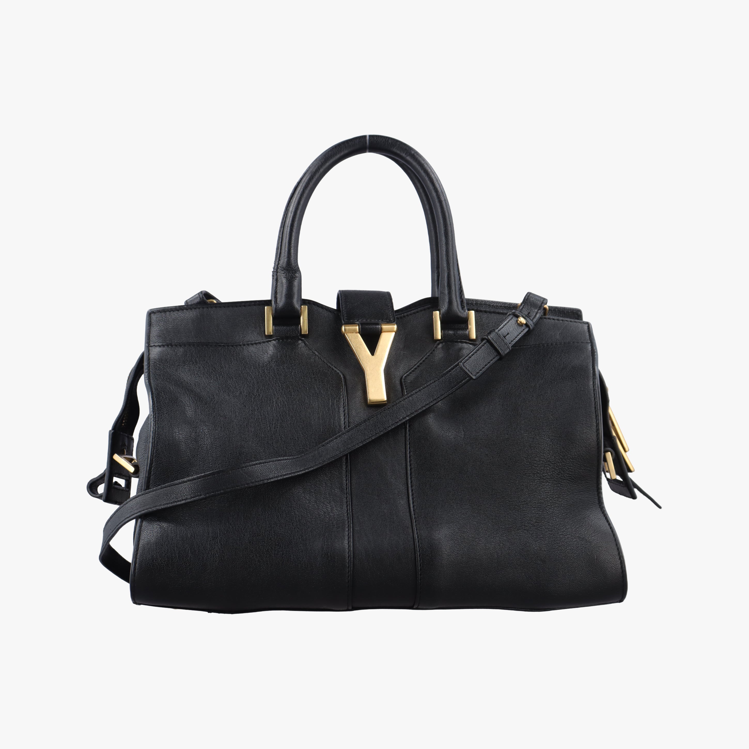 Pre-owned Yves Saint Laurent Cabas ChYc Mini Black Leather 311222 shoulderbag | stylenewstar