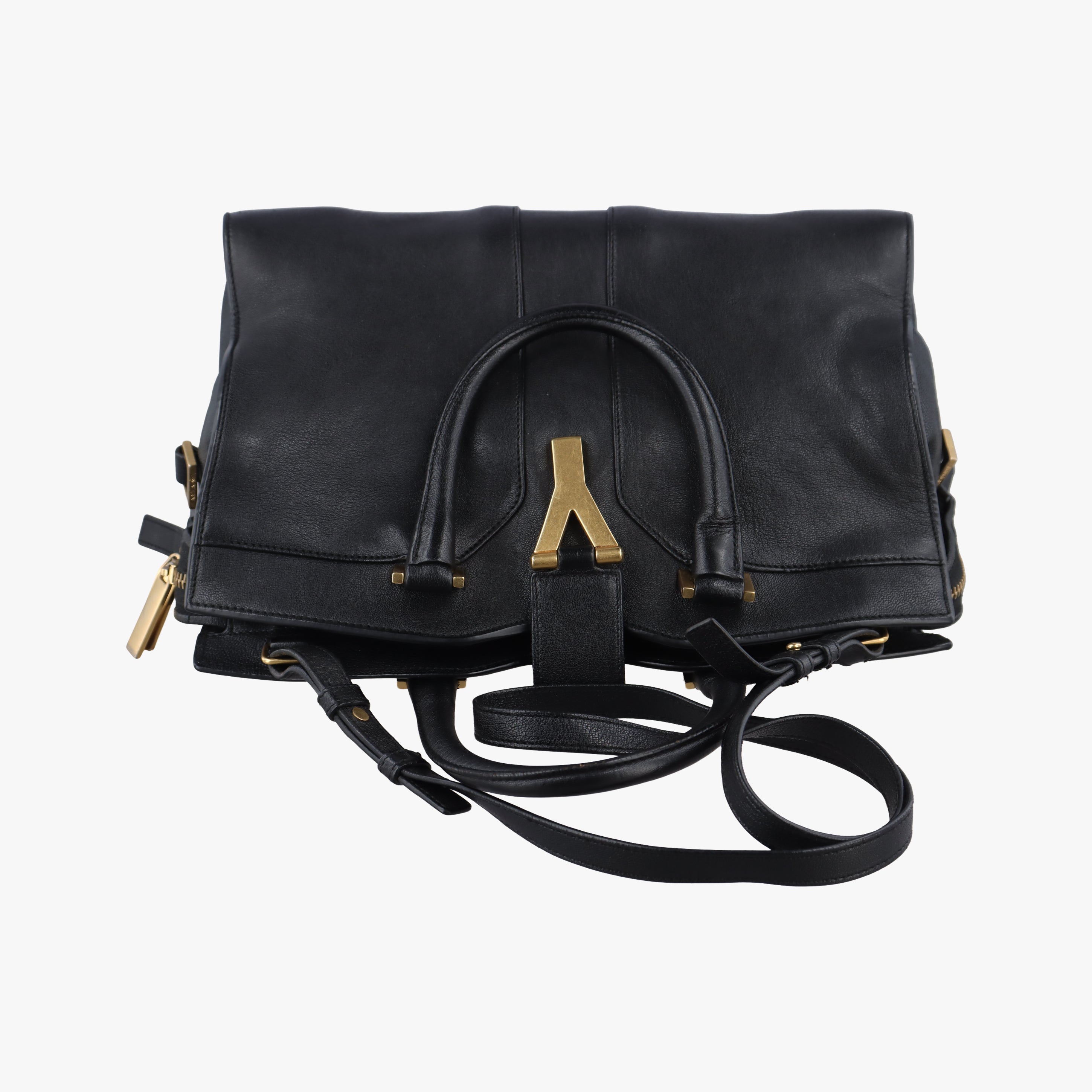 Pre-owned Yves Saint Laurent Cabas ChYc Mini Black Leather 311222 shoulderbag | stylenewstar