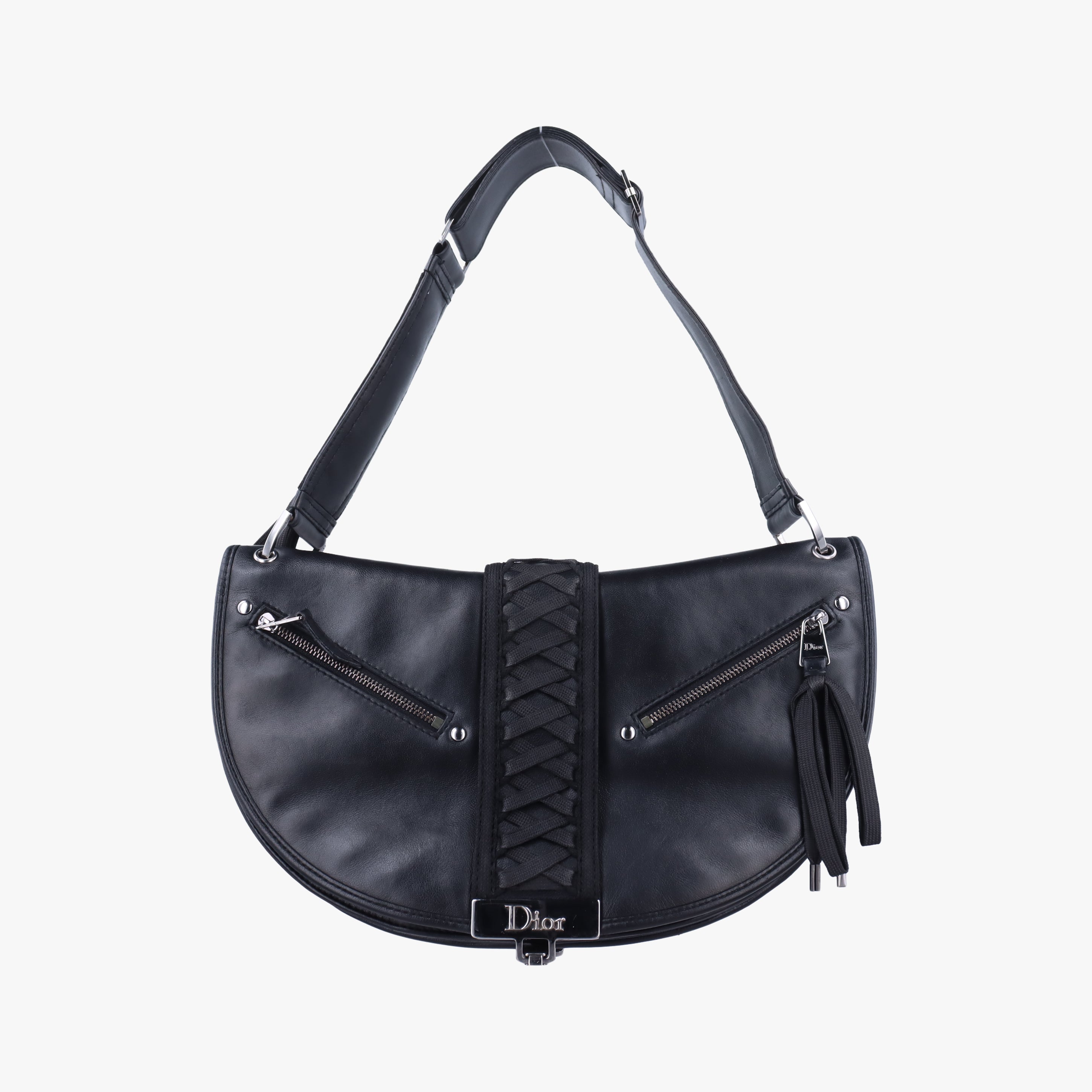 Secondhand Christian Dior Admit It Corset Hobo Black Leather  shoulderbag | stylenewstar