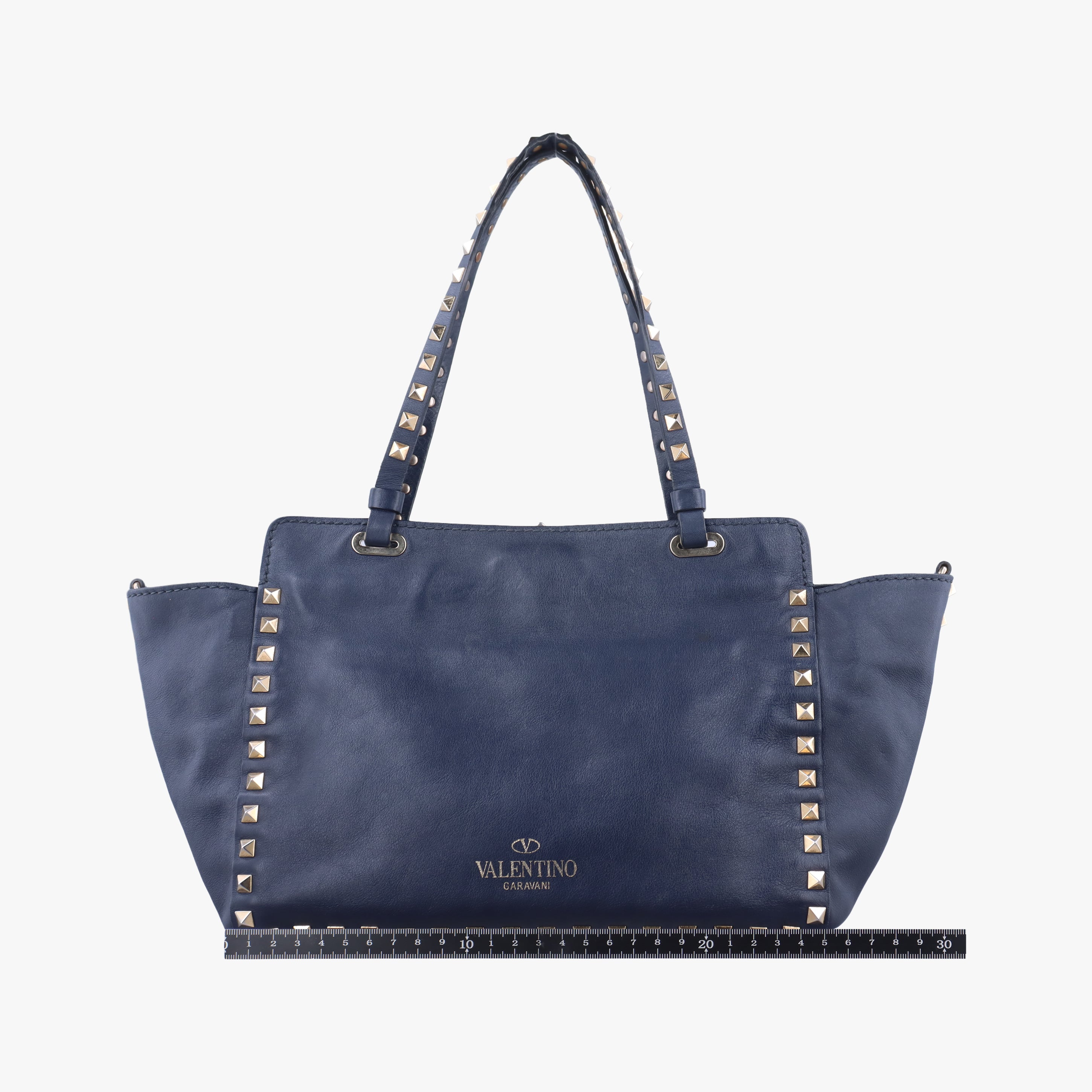 Pre-owned Valentino Rockstud Navy Leather  shoulderbag | stylenewstar