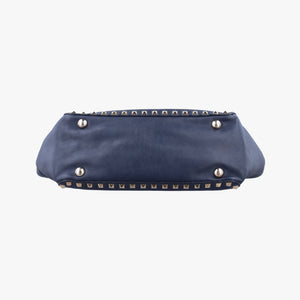 Pre-owned Valentino Rockstud Navy Leather  shoulderbag | stylenewstar