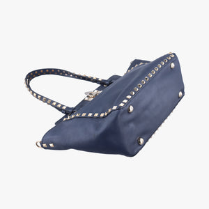 Pre-owned Valentino Rockstud Navy Leather  shoulderbag | stylenewstar