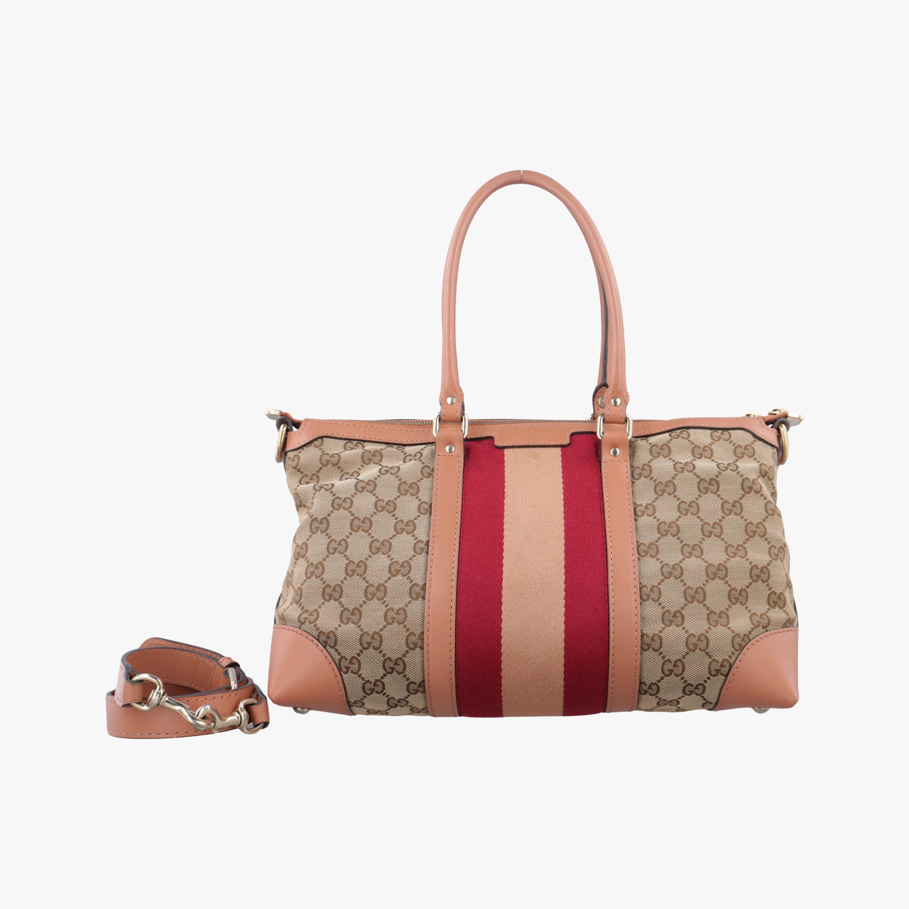 Pre-owned Gucci Vintage Web Beige×red×orange Canvas 257341 shoulderbag | stylenewstar