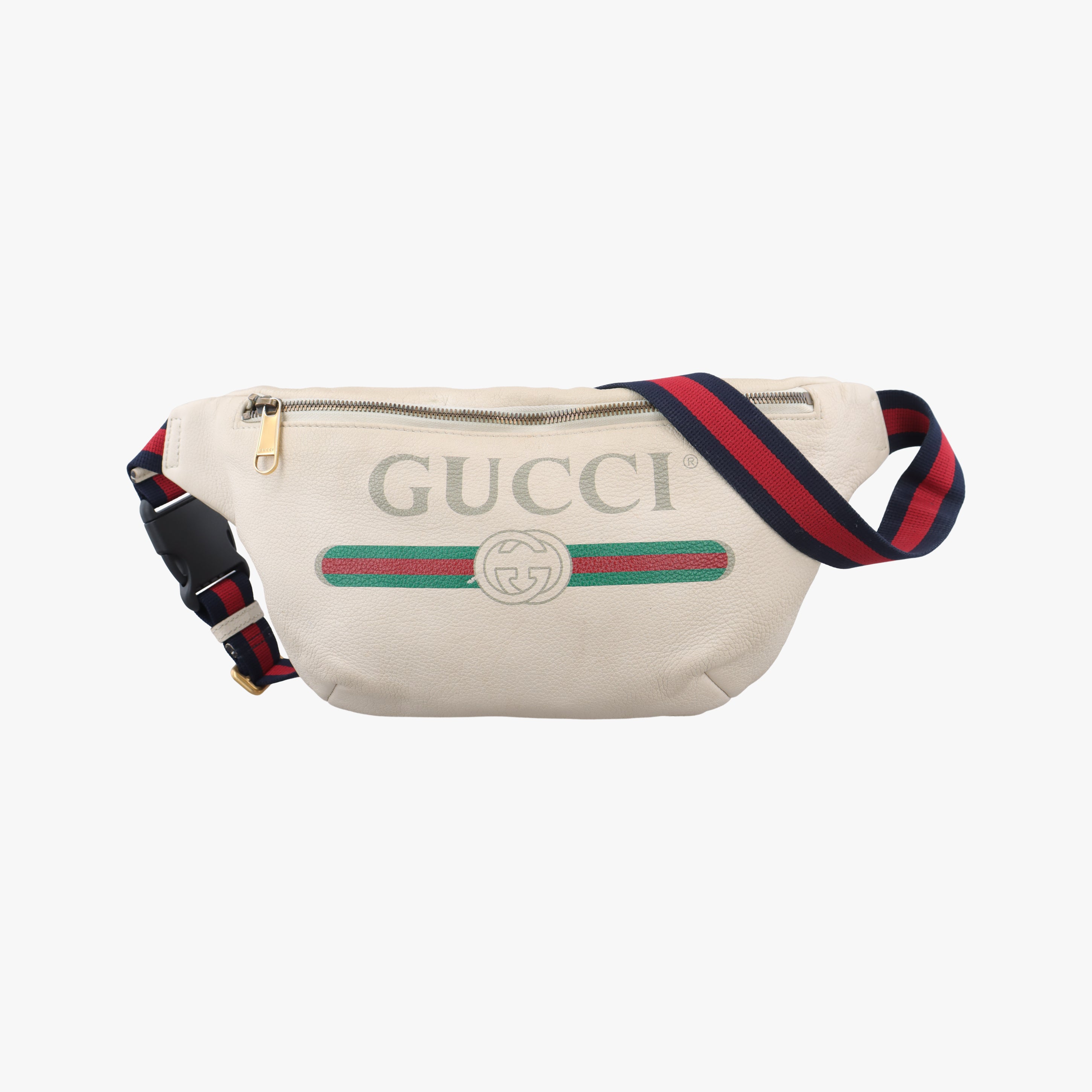 Pre-owned Gucci Gucci print White Leather 530412 bum bag/waist bag | stylenewstar