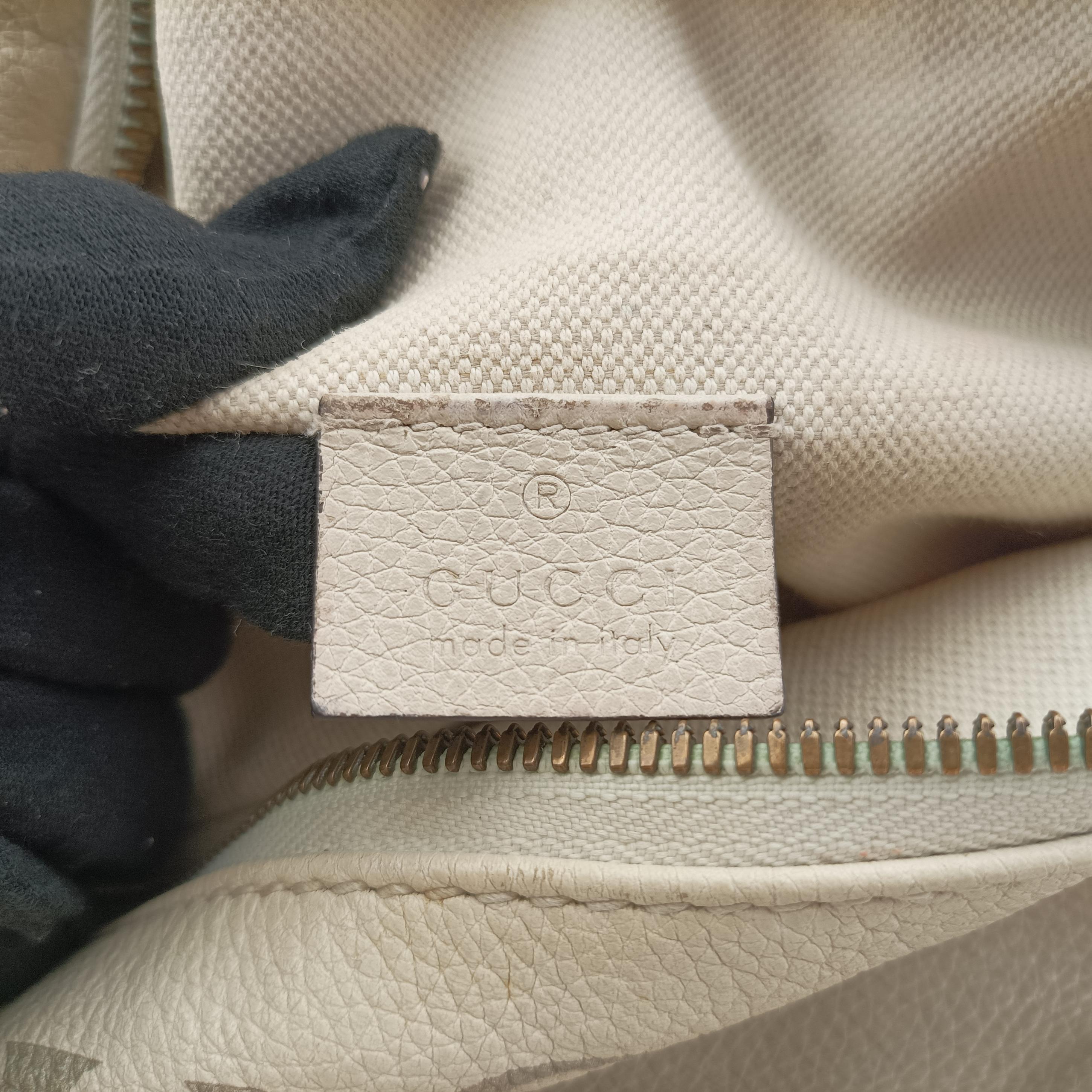 Pre-owned Gucci Gucci print White Leather 530412 bum bag/waist bag | stylenewstar