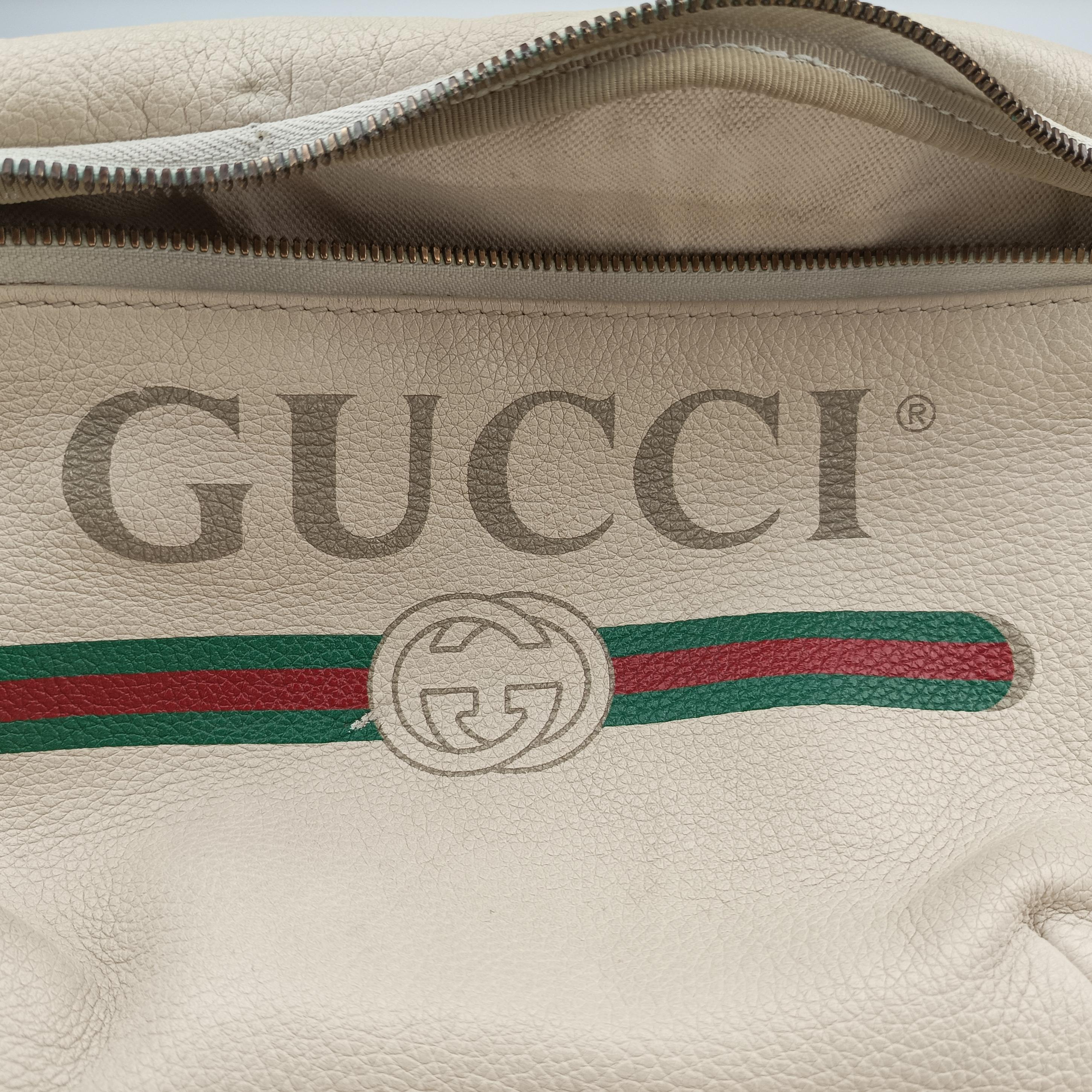Pre-owned Gucci Gucci print White Leather 530412 bum bag/waist bag | stylenewstar