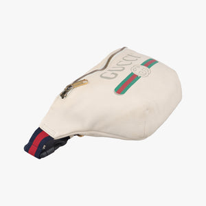 Pre-owned Gucci Gucci print White Leather 530412 bum bag/waist bag | stylenewstar