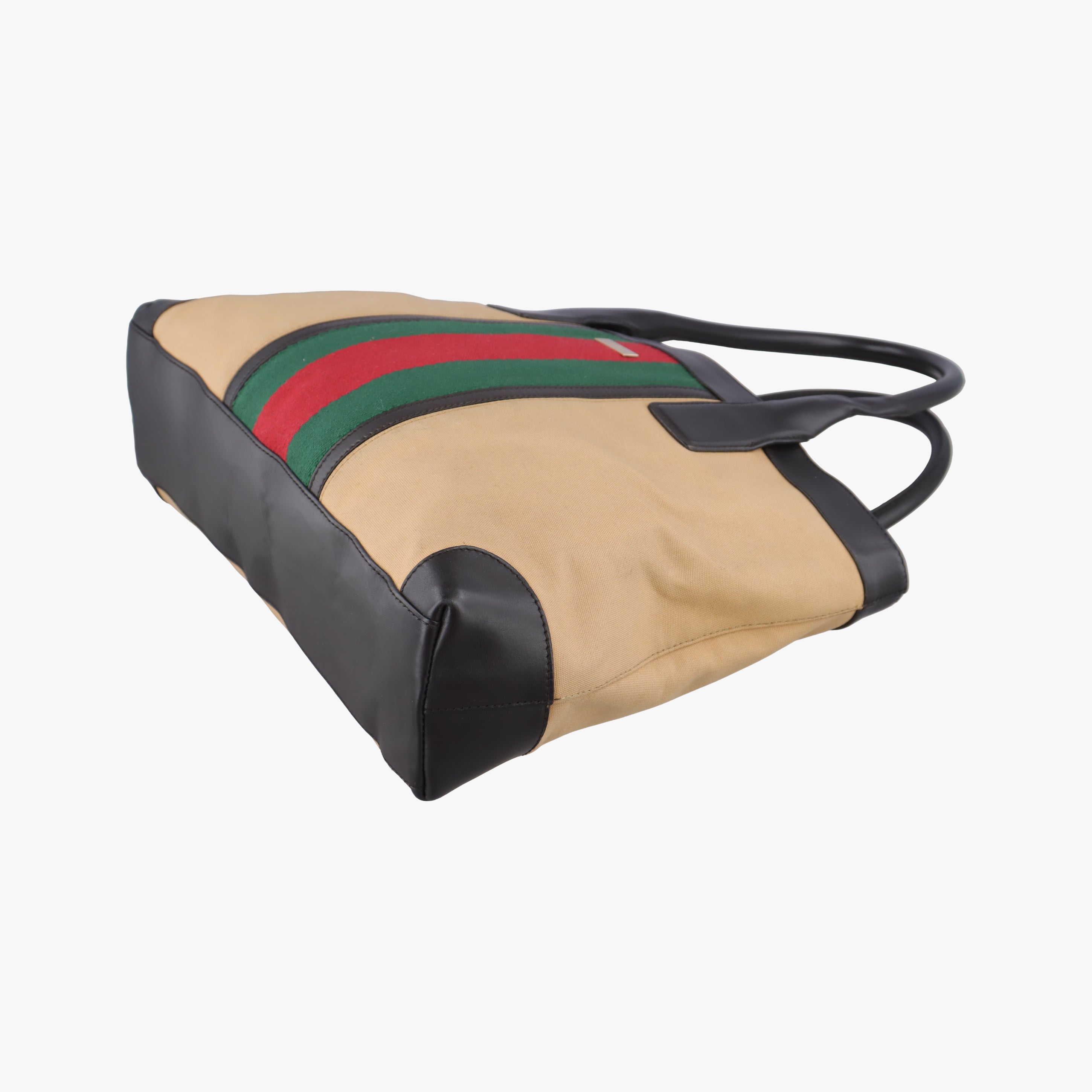 Pre-owned Gucci Sherry Line beige×Black×Red×Green canvas×leather 002.11 handbag | stylenewstar
