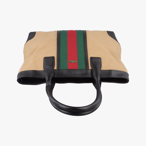 Pre-owned Gucci Sherry Line beige×Black×Red×Green canvas×leather 002.11 handbag | stylenewstar