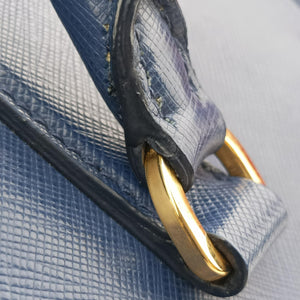 Pre-owned Prada Galleria front pocket Blue SAFFIANO Leather BN2674 shoulderbag | stylenewstar