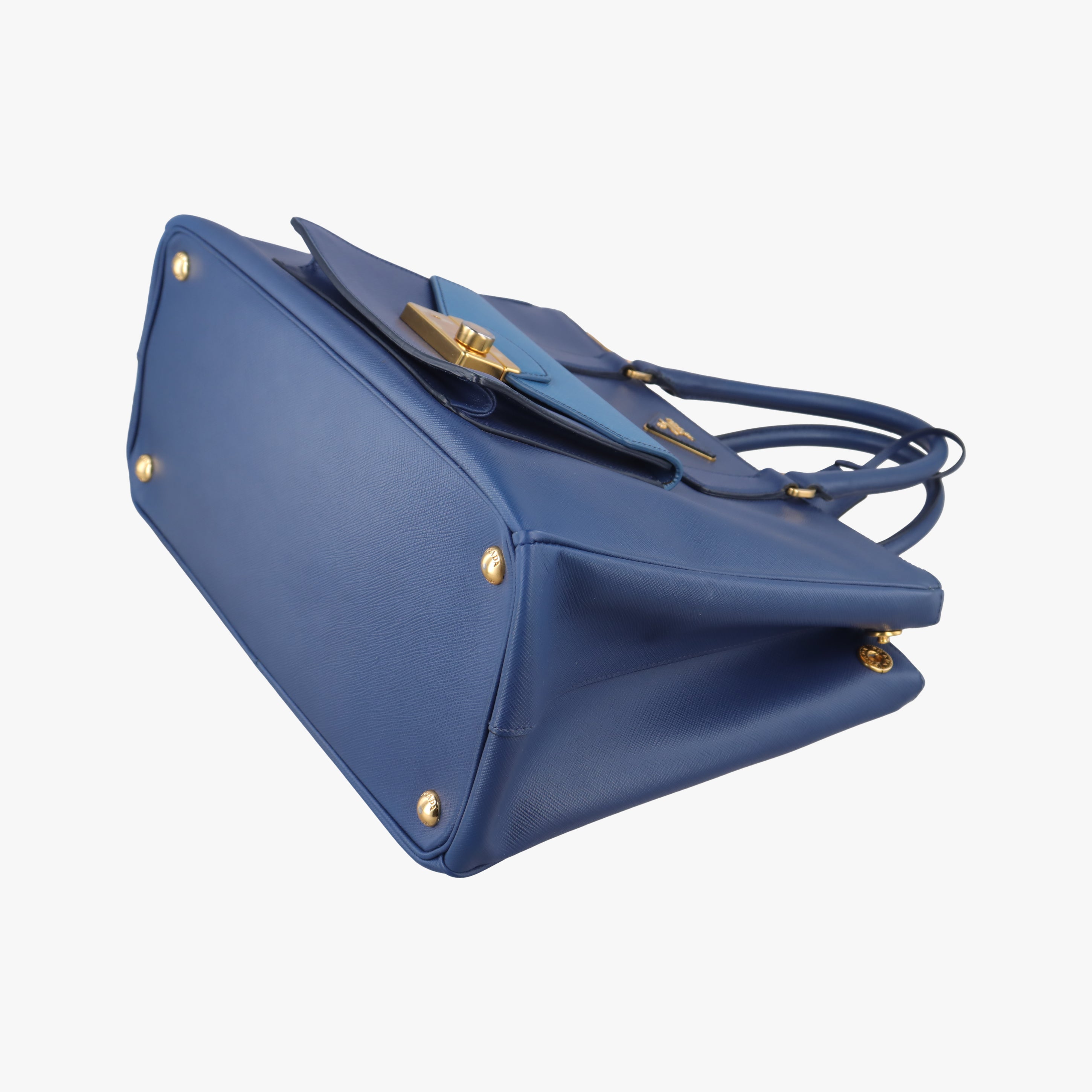 Vintage Prada Galleria front pocket Blue SAFFIANO Leather BN2674 shoulderbag | stylenewstar