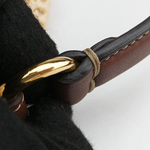 Pre-owned Fendi Croissant Crochet Beige straw 8BR790 shoulderbag | stylenewstar