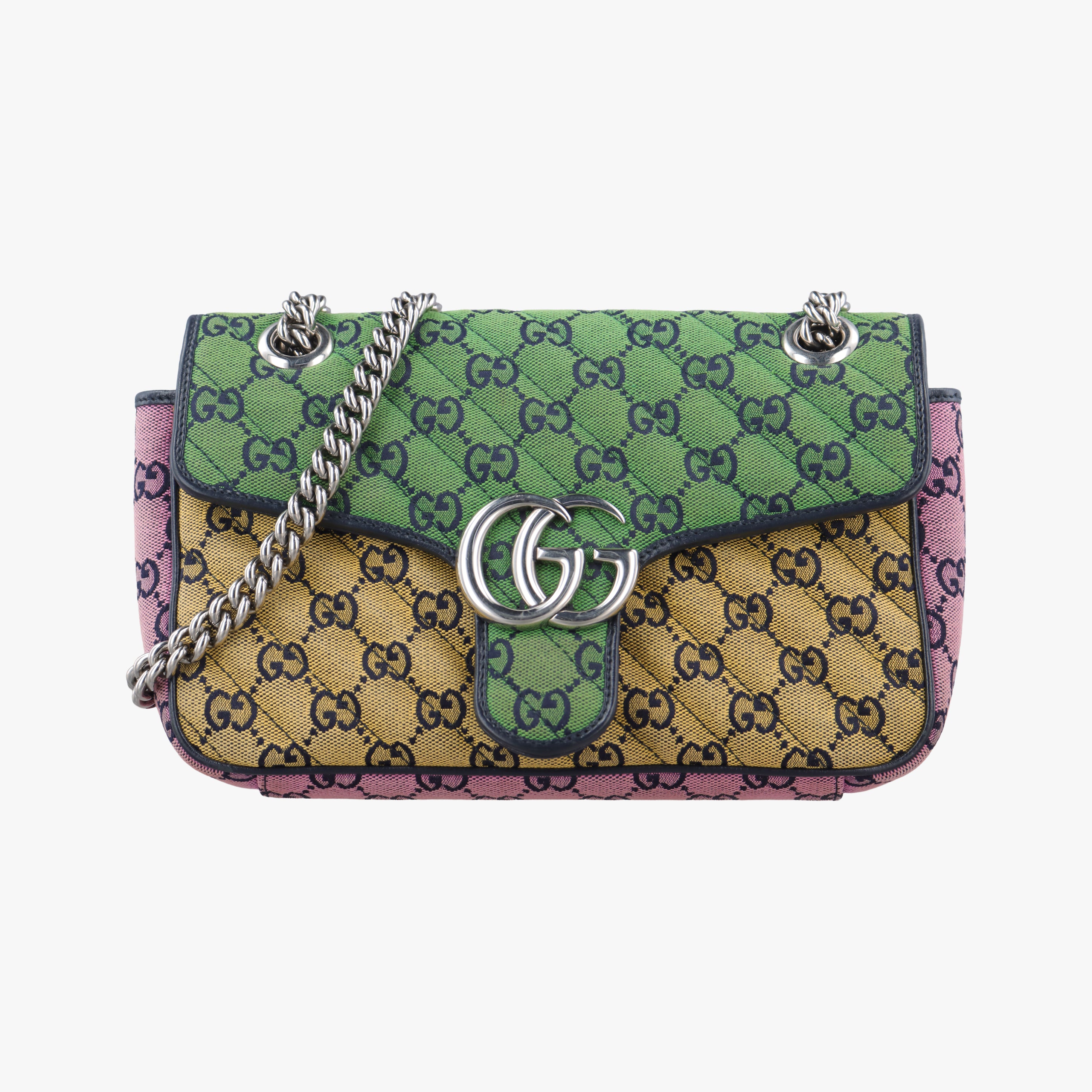 Vintage Gucci GG Marmont Black×Green×Yellow×Pink Canvas 443497 shoulderbag | stylenewstar