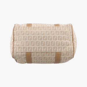 Pre-owned Fendi Zucchino Forever Bauletto beige canvas 8BL063 handbag | stylenewstar