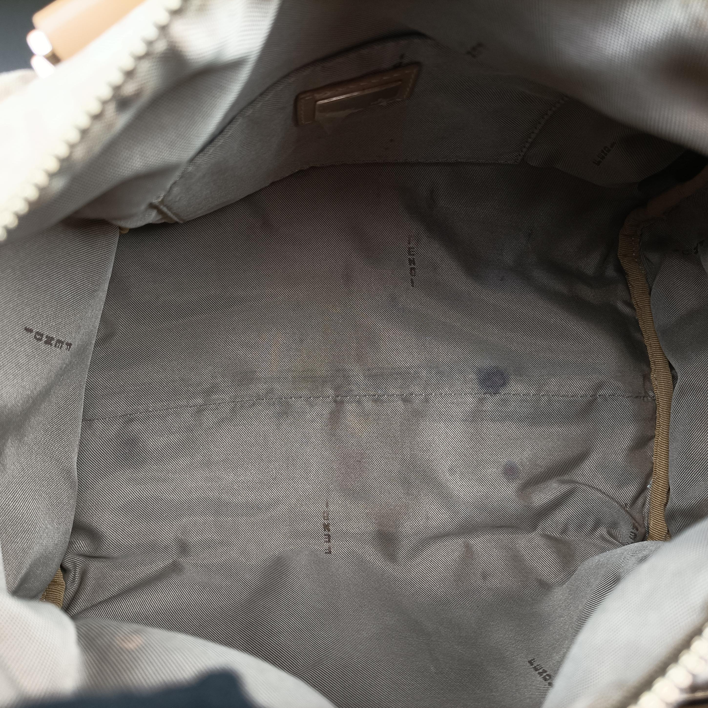 Pre-owned Fendi Zucchino Forever Bauletto beige canvas 8BL063 handbag | stylenewstar