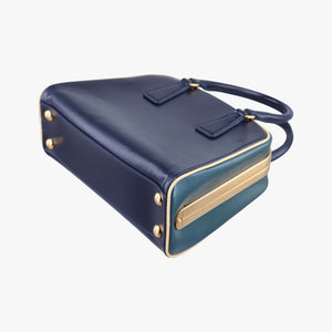 Pre-owned Prada Pyramid Navy×Green Patent  handbag | stylenewstar