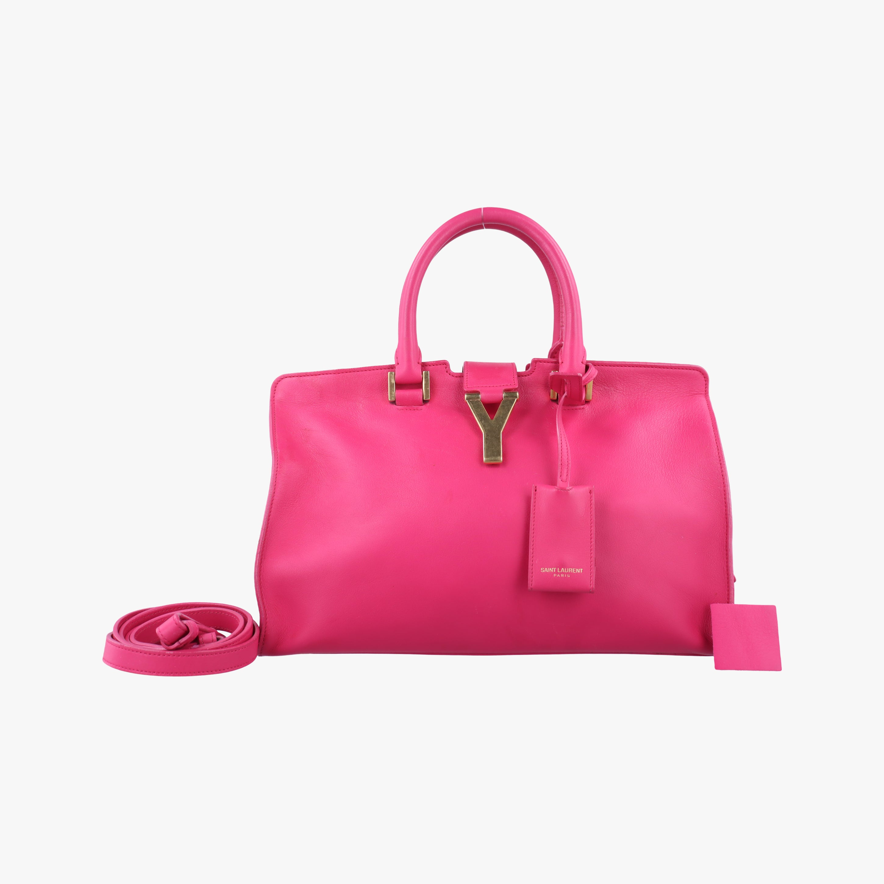 Pre-owned Yves Saint Laurent Y Ligne Petit Cabas Rose Leather 311210 shoulderbag | stylenewstar