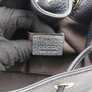 Pre-owned Gucci Bamboo Fringe Tassel Bucket Black Leather 387613 shoulderbag | stylenewstar