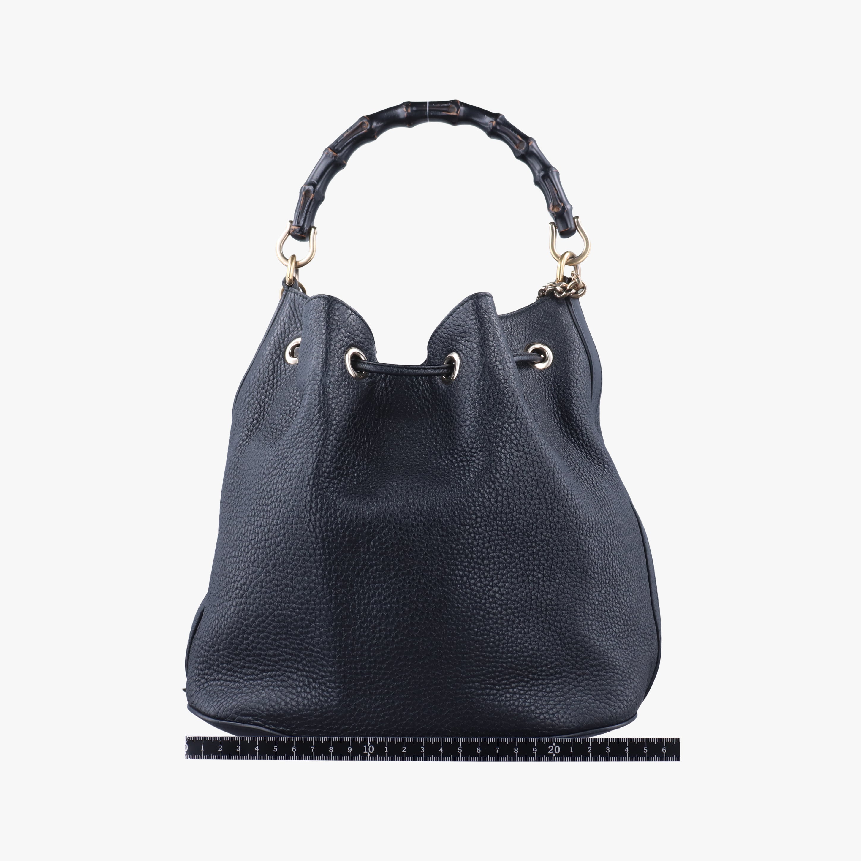 Pre-owned Gucci Bamboo Fringe Tassel Bucket Black Leather 387613 shoulderbag | stylenewstar