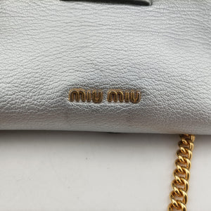 Pre-owned Miu Miu Miu Lady Silver Leather  shoulderbag | stylenewstar