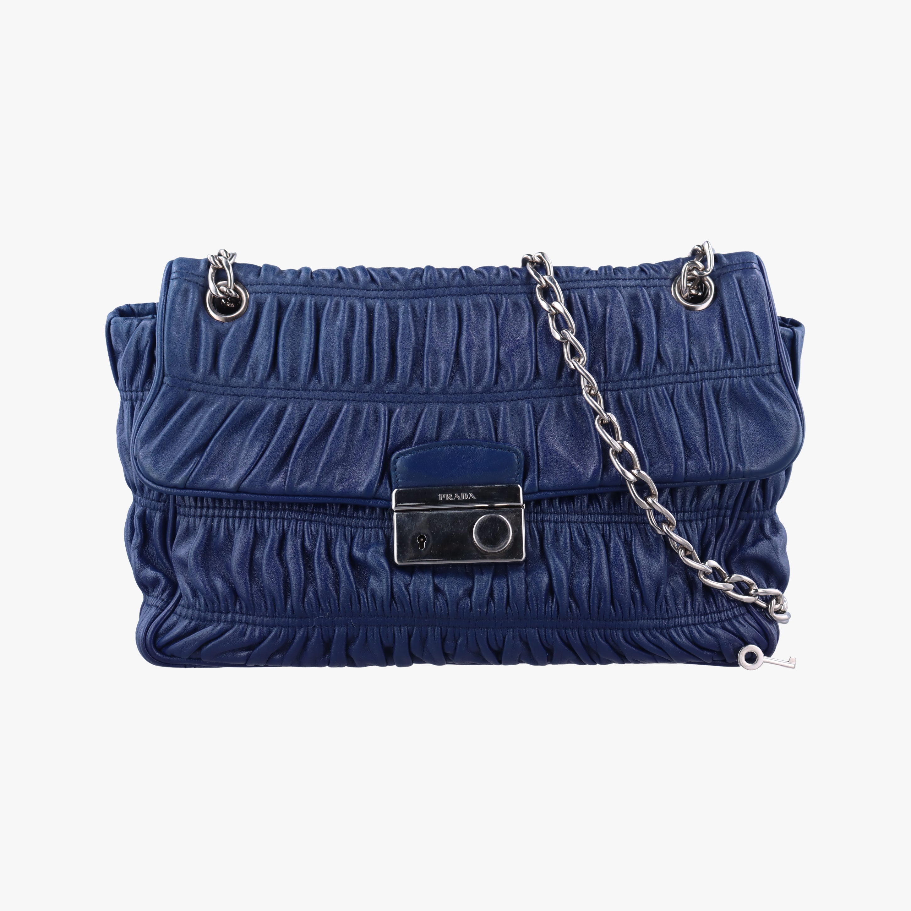 Pre-owned Prada Nappa Gaufre Sound Lock Blue nappa leather BT0939 shoulderbag | stylenewstar