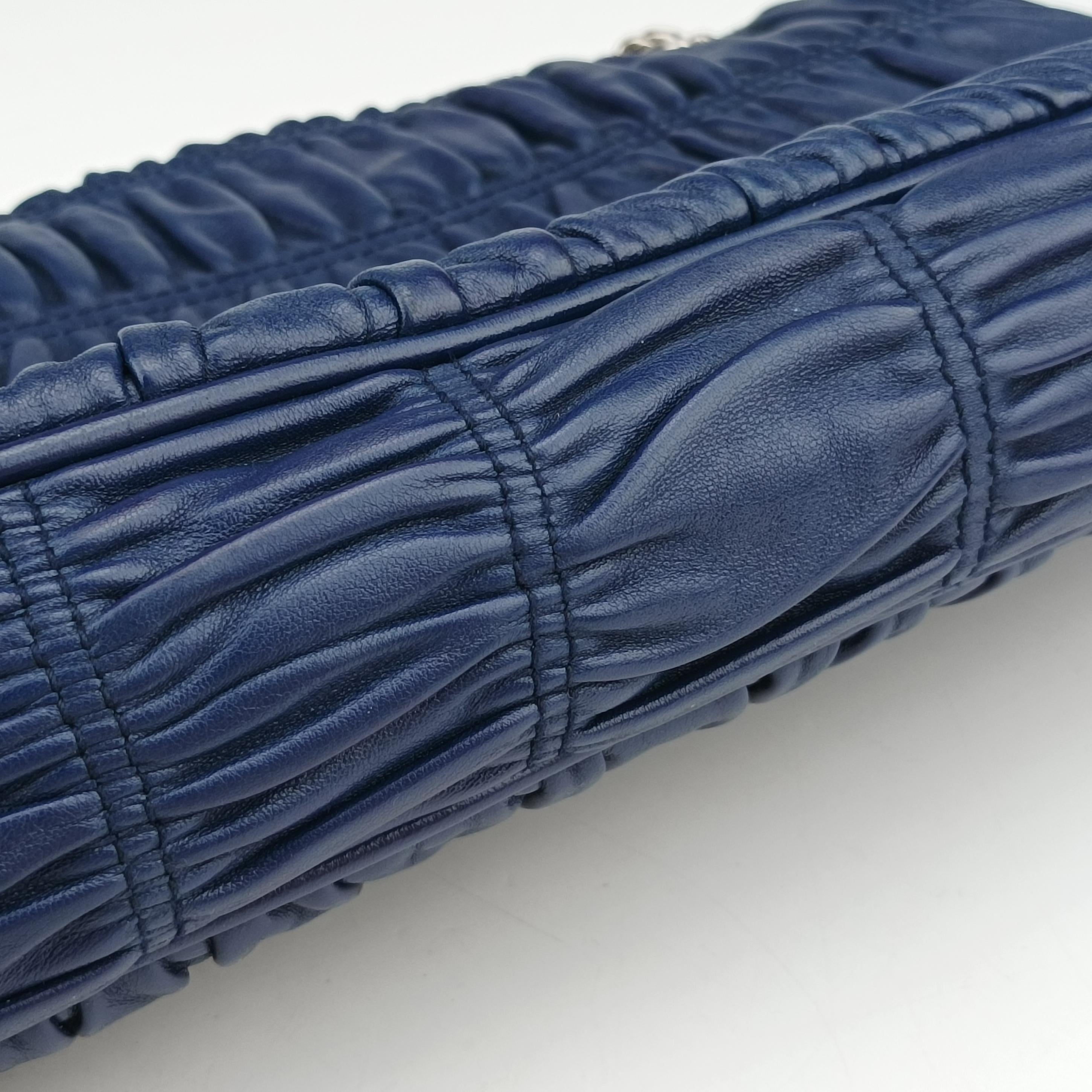 Pre-owned Prada Nappa Gaufre Sound Lock Blue nappa leather BT0939 shoulderbag | stylenewstar