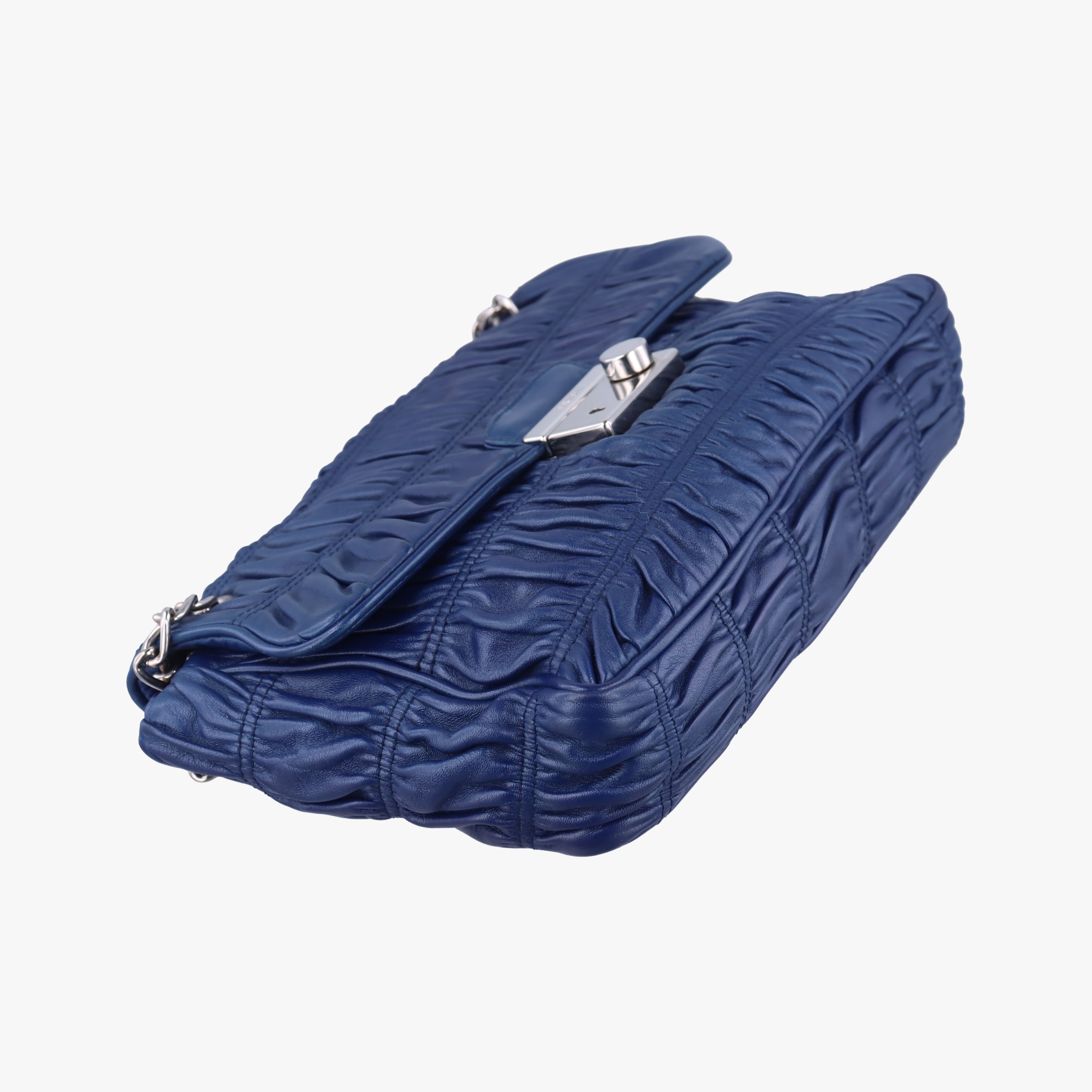 Pre-owned Prada Nappa Gaufre Sound Lock Blue nappa leather BT0939 shoulderbag | stylenewstar