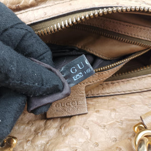 Pre-owned Gucci Ostrich Sumila Tote beige Ostrich Leather 269928 shoulderbag | stylenewstar