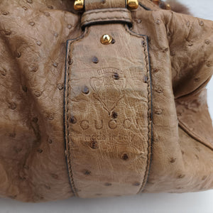 Pre-owned Gucci Ostrich Sumila Tote beige Ostrich Leather 269928 shoulderbag | stylenewstar