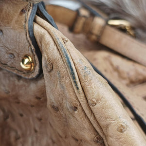 Pre-owned Gucci Ostrich Sumila Tote beige Ostrich Leather 269928 shoulderbag | stylenewstar