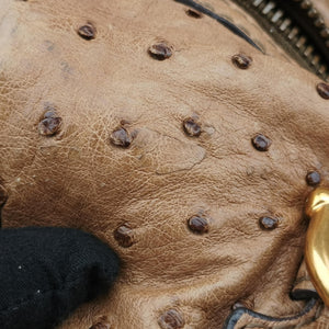 Pre-owned Gucci Ostrich Sumila Tote beige Ostrich Leather 269928 shoulderbag | stylenewstar