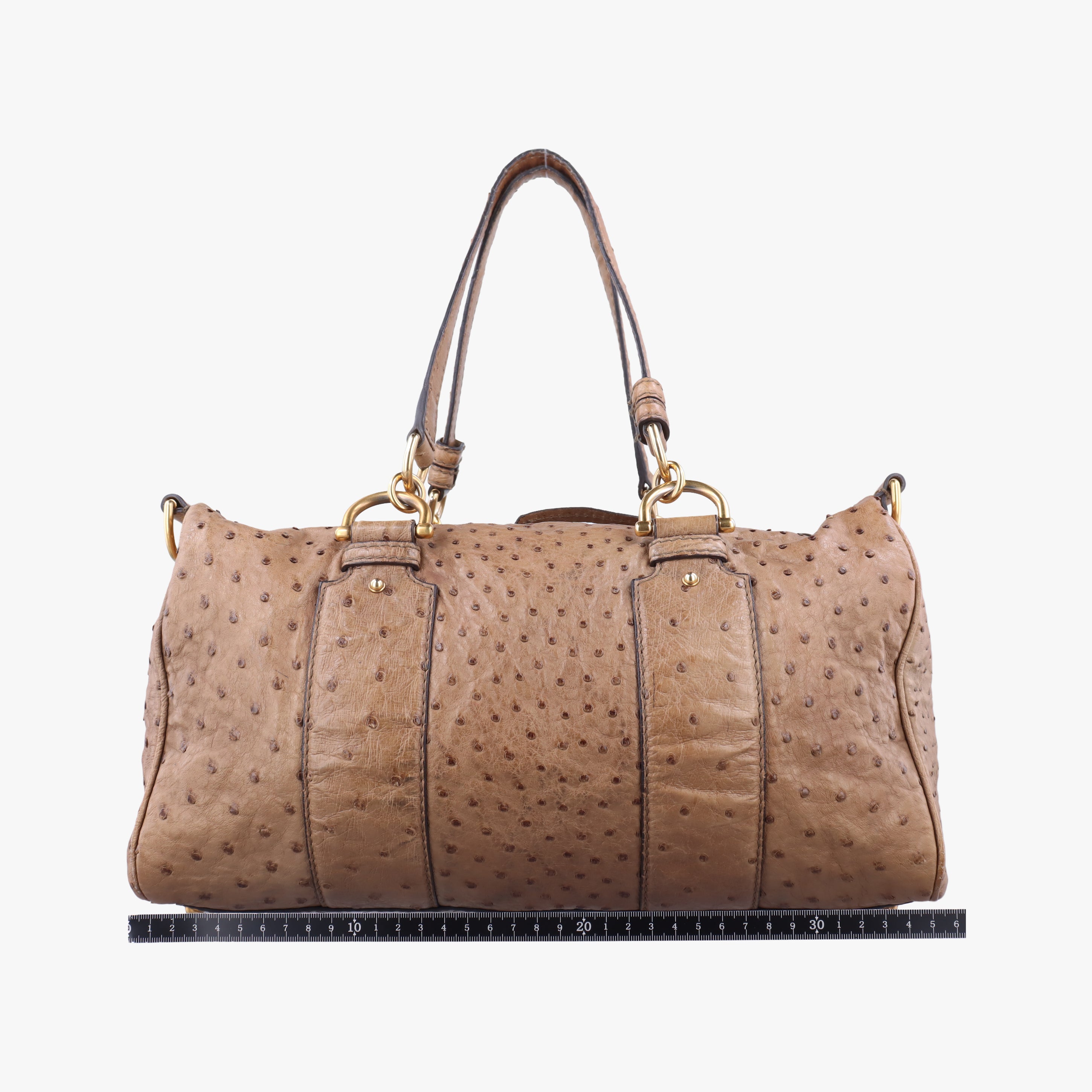Pre-owned Gucci Ostrich Sumila Tote beige Ostrich Leather 269928 shoulderbag | stylenewstar