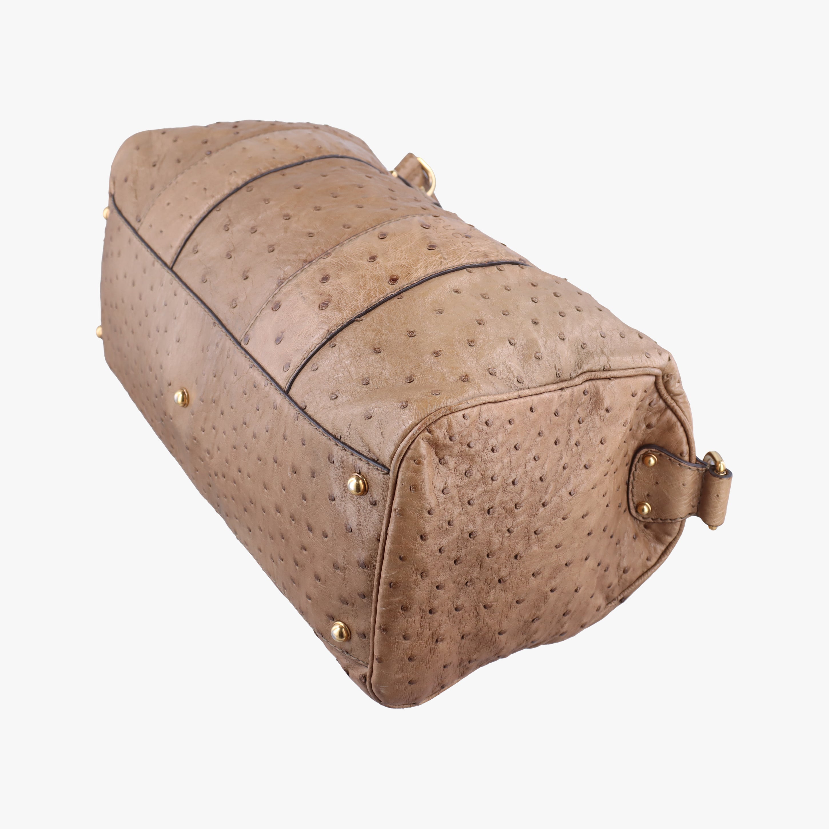 Pre-owned Gucci Ostrich Sumila Tote beige Ostrich Leather 269928 shoulderbag | stylenewstar