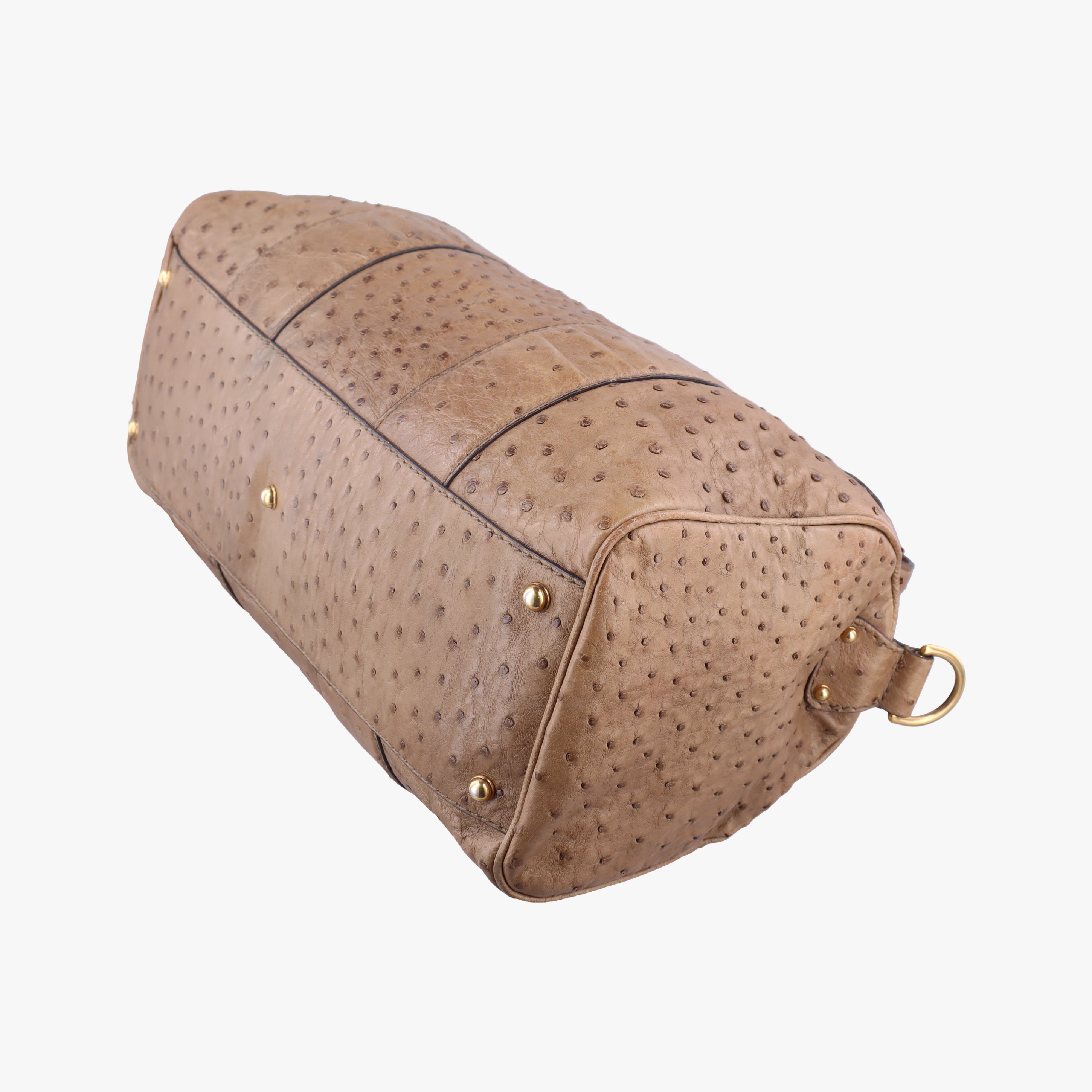 Pre-owned Gucci Ostrich Sumila Tote beige Ostrich Leather 269928 shoulderbag | stylenewstar