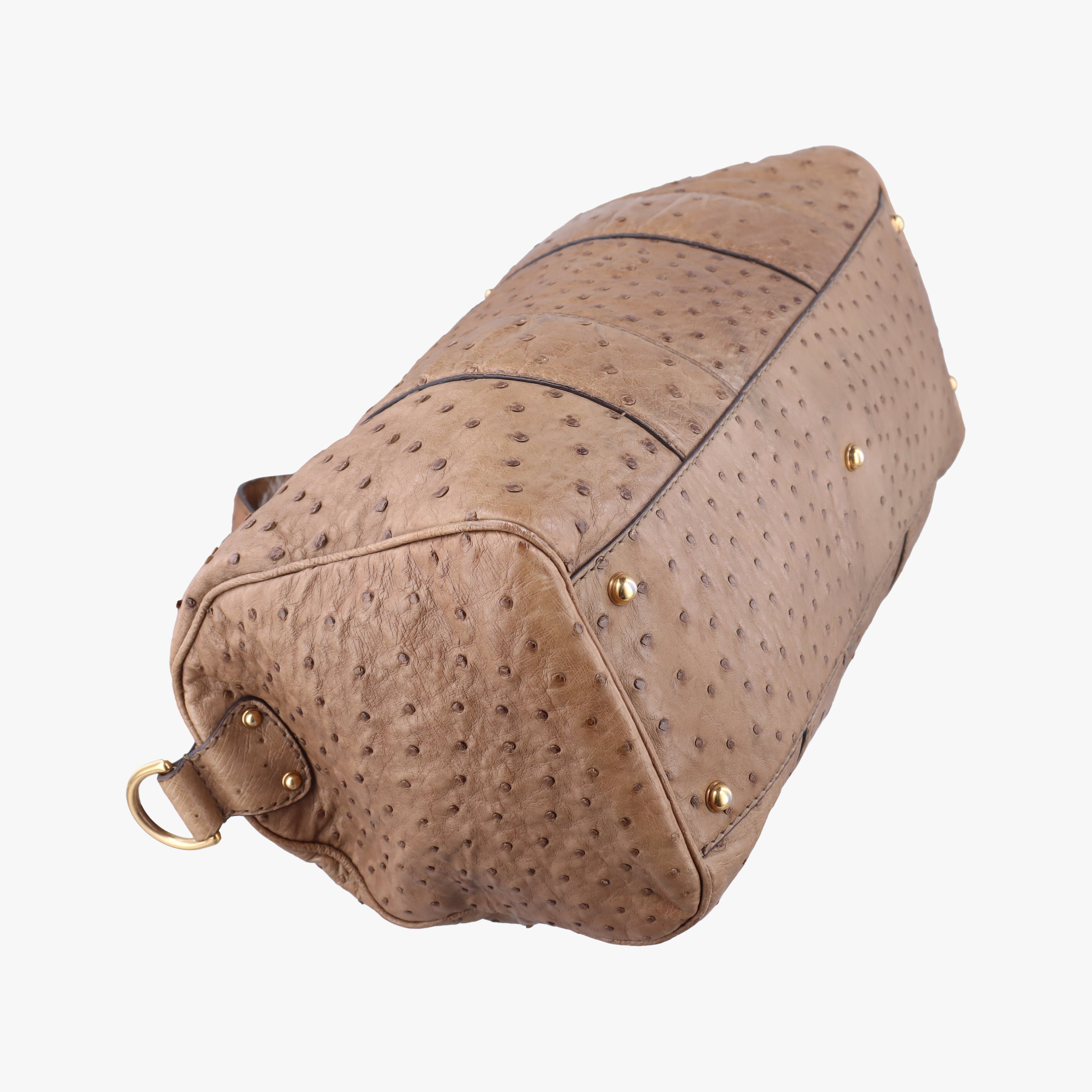 Pre-owned Gucci Ostrich Sumila Tote beige Ostrich Leather 269928 shoulderbag | stylenewstar