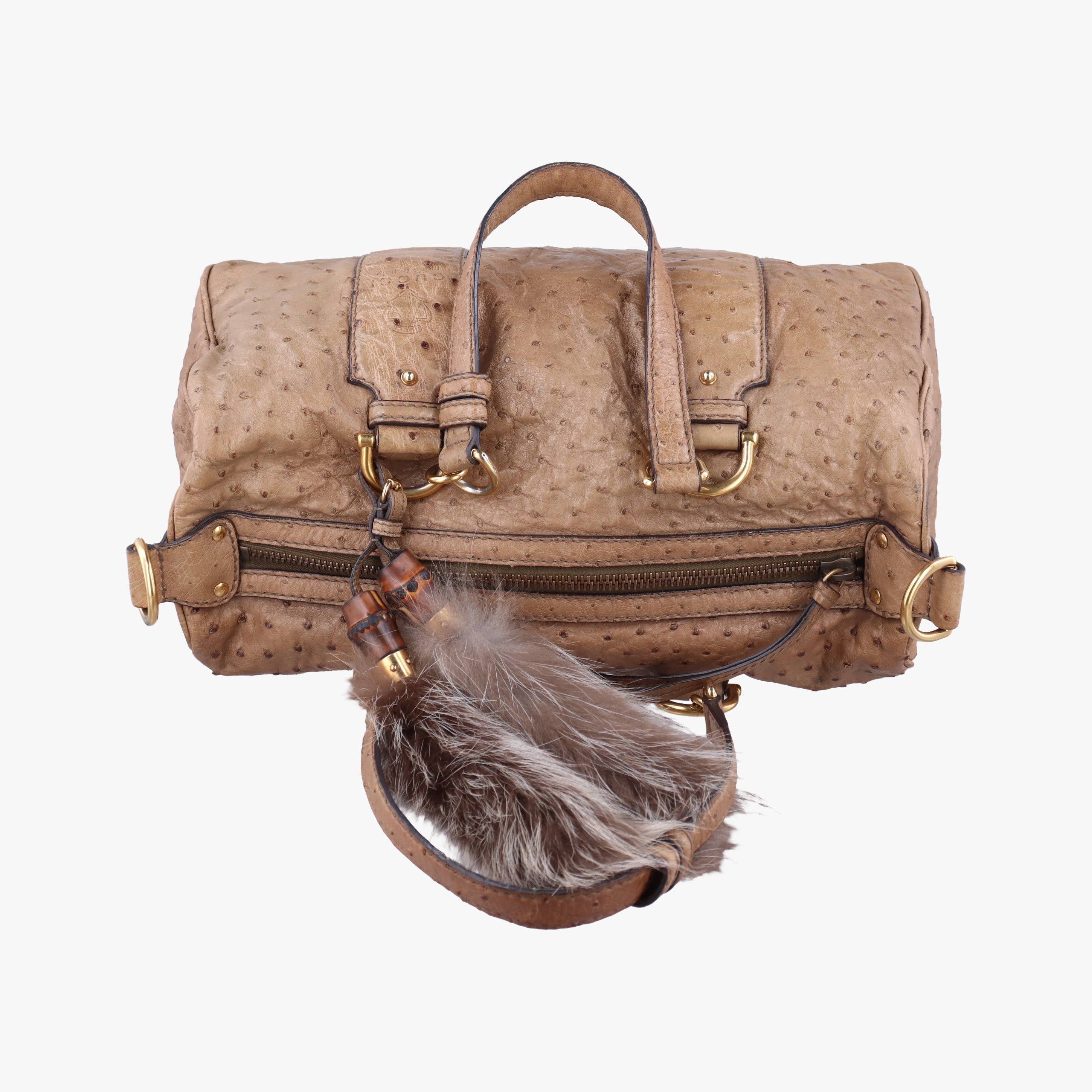 Pre-owned Gucci Ostrich Sumila Tote beige Ostrich Leather 269928 shoulderbag | stylenewstar