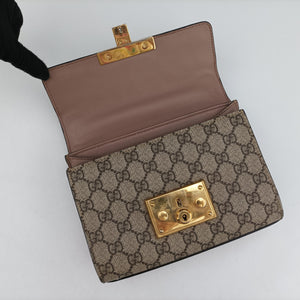 Pre-owned Gucci Padlock pink×beige PVC coated canvas×leather 432182 shoulderbag | stylenewstar