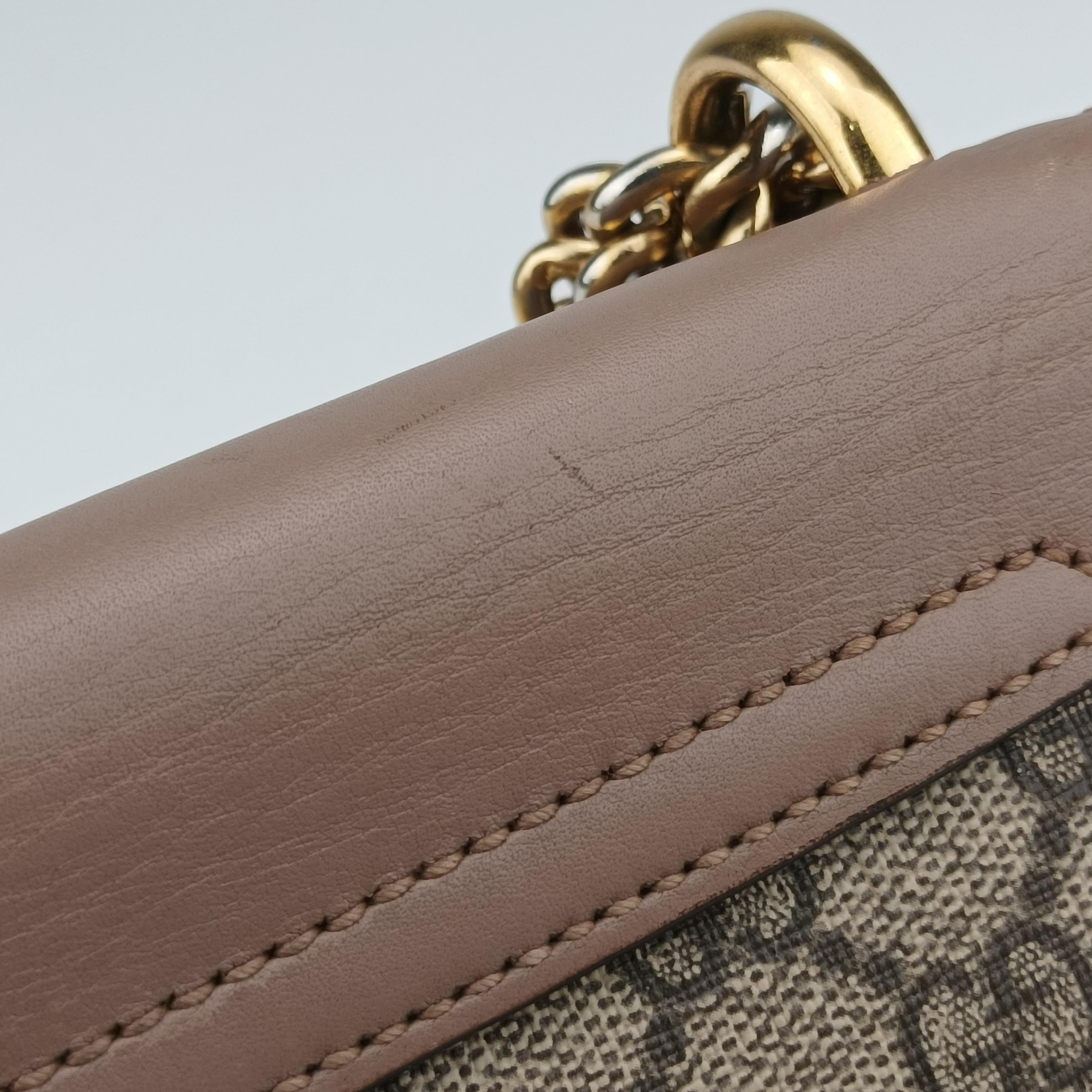 Pre-owned Gucci Padlock pink×beige PVC coated canvas×leather 432182 shoulderbag | stylenewstar