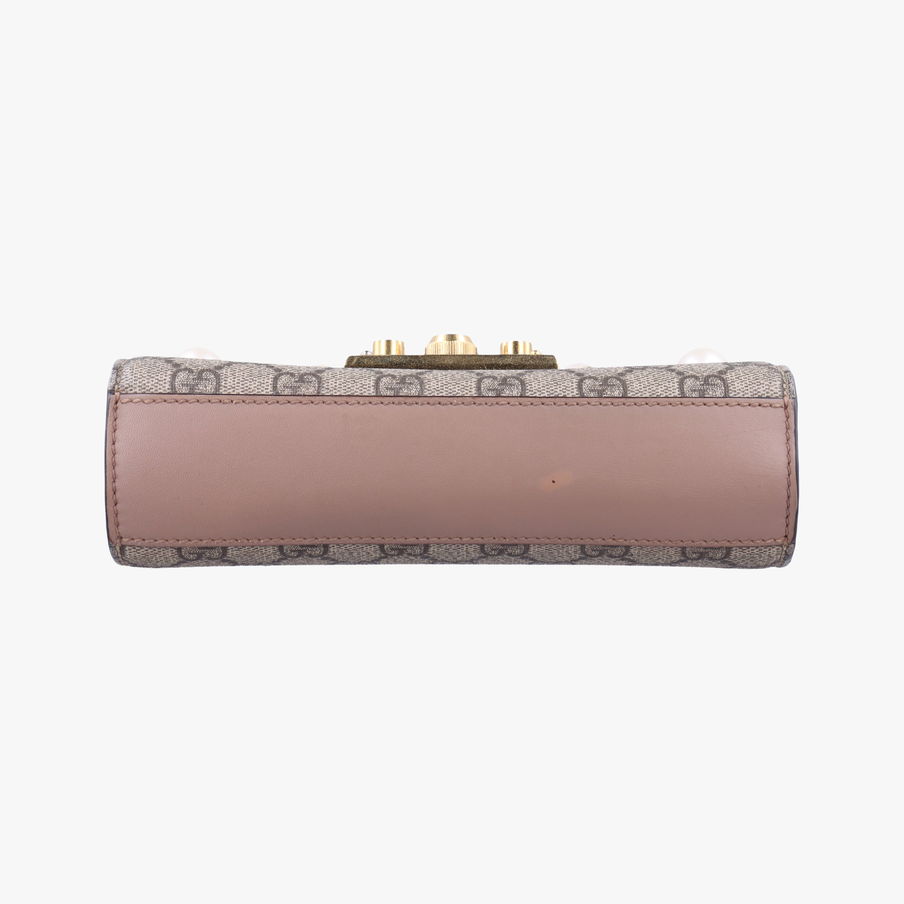 Pre-owned Gucci Padlock pink×beige PVC coated canvas×leather 432182 shoulderbag | stylenewstar