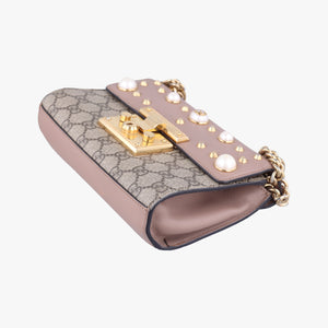 Pre-owned Gucci Padlock pink×beige PVC coated canvas×leather 432182 shoulderbag | stylenewstar