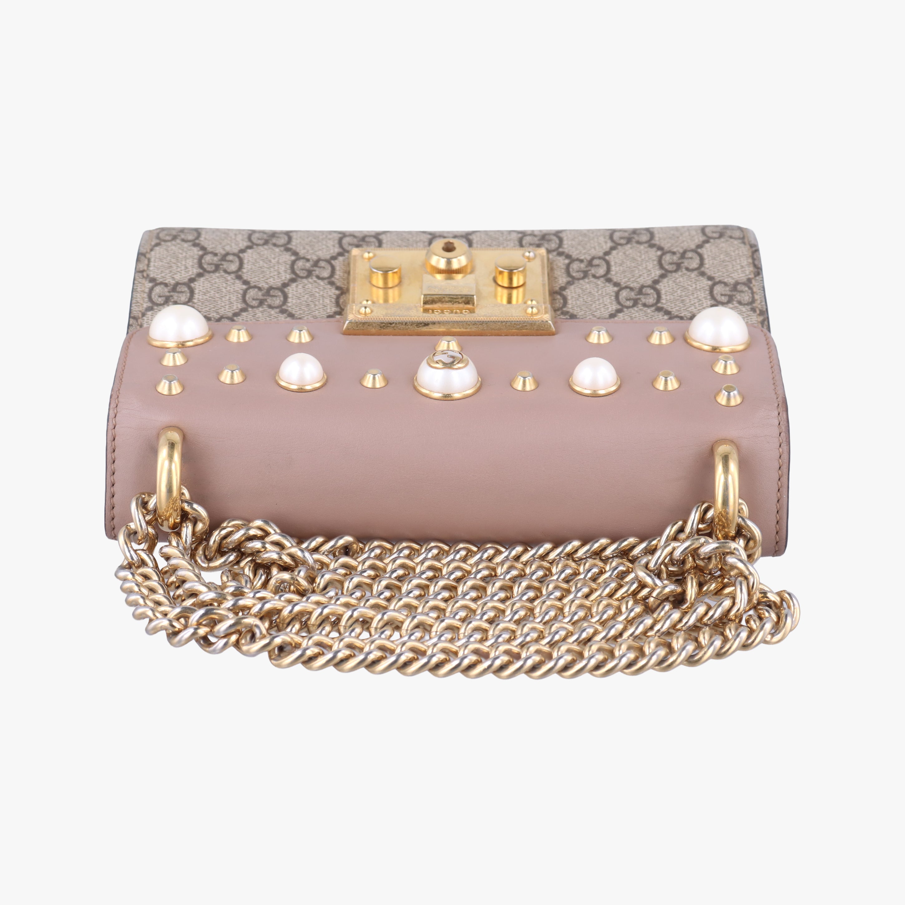 Pre-owned Gucci Padlock pink×beige PVC coated canvas×leather 432182 shoulderbag | stylenewstar