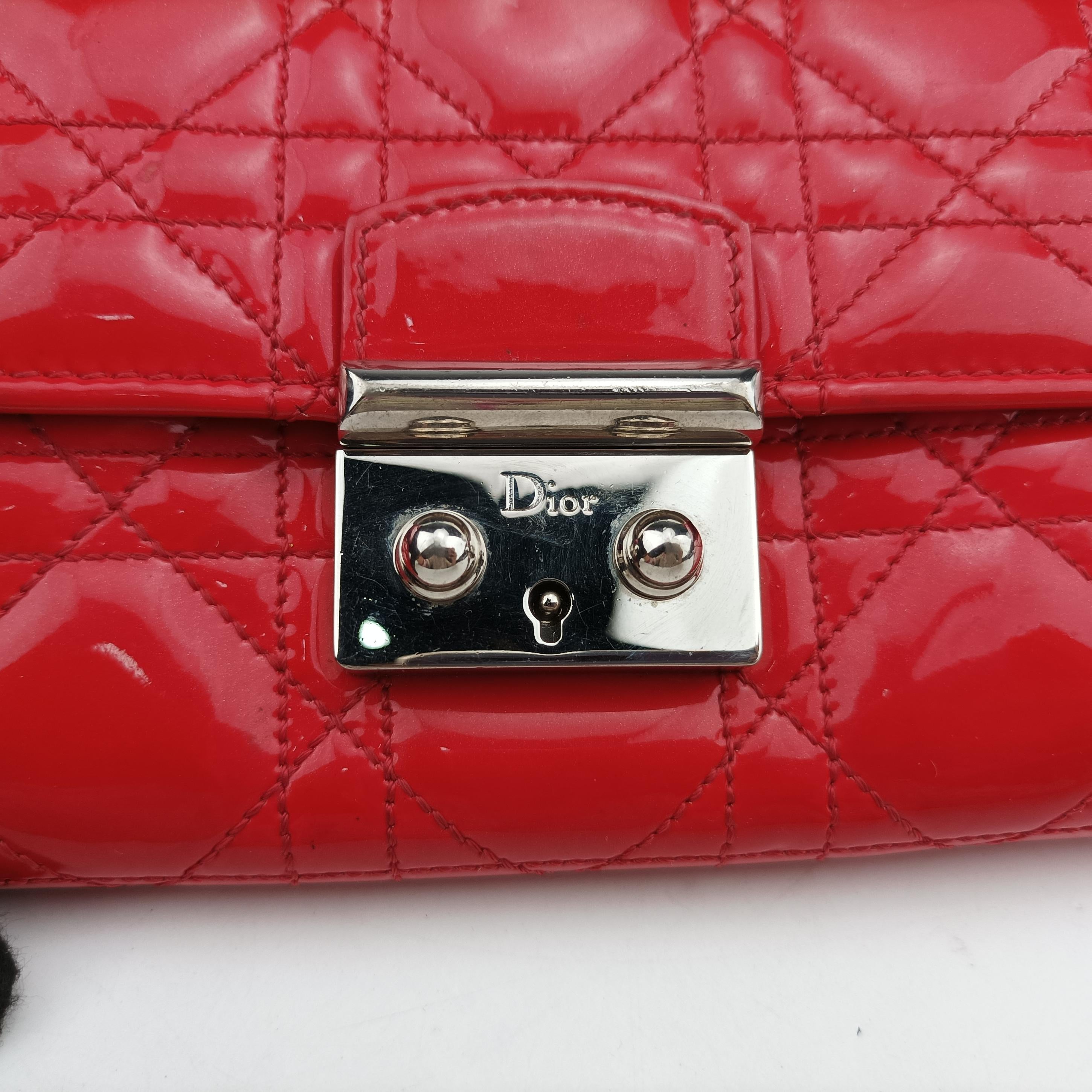 Vintage Christian Dior Cannage New Lock Red Patent  handbag | stylenewstar